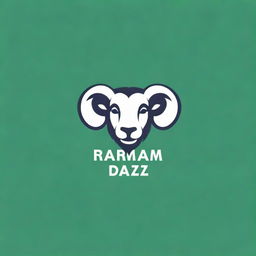 Design a logo featuring the text 'Ram Daz' on a forest green background. Include a catchy slogan: 'Keep Calm and Play'. Add an elegant face with a substantial, friendly moustache as a distinctive feature of the logo.