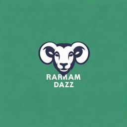 Design a logo featuring the text 'Ram Daz' on a forest green background. Include a catchy slogan: 'Keep Calm and Play'. Add an elegant face with a substantial, friendly moustache as a distinctive feature of the logo.