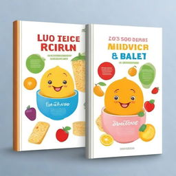 Create a book cover with the title 'Baby Ricette e Tagli Sicuri' and the subtitle '2 LIBRI IN 1: La guida definitiva per uno svezzamento sicuro e nutriente: Tecniche di tagli sicuri e Ricette dai 6 ai 24 mesi di vita
