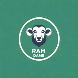 Design a logo featuring the text 'Ram Daz' on a forest green background. Include a catchy slogan: 'Keep Calm and Play'. Add an elegant face with a substantial, friendly moustache as a distinctive feature of the logo.