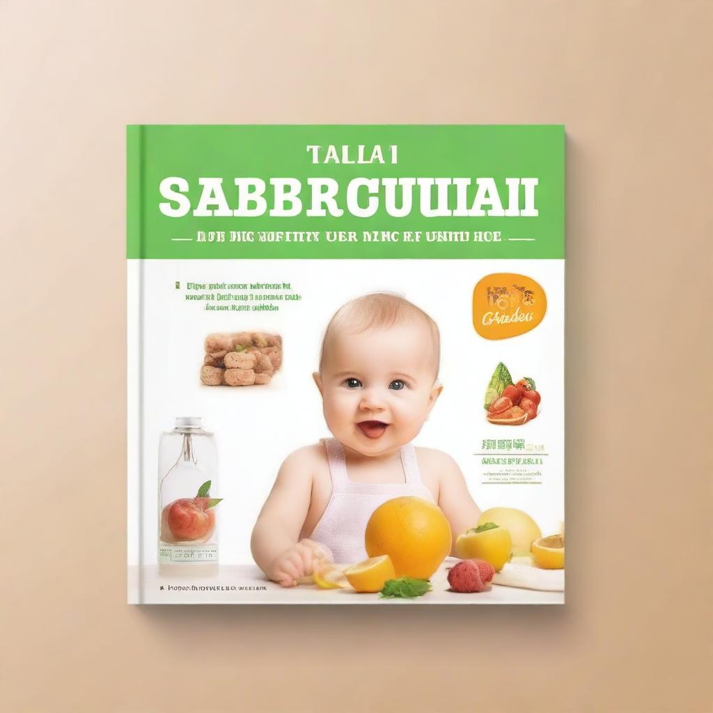 Create a book cover titled 'Baby Ricette e Tagli Sicuri' with the subtitle '2 LIBRI IN 1: La guida definitiva per uno svezzamento sicuro e nutriente: Tecniche di tagli sicuri e Ricette dai 6 ai 24 mesi di vita