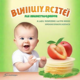 Create a book cover titled 'Baby Ricette e Tagli Sicuri' with the subtitle '2 LIBRI IN 1: La guida definitiva per uno svezzamento sicuro e nutriente: Tecniche di tagli sicuri e Ricette dai 6 ai 24 mesi di vita