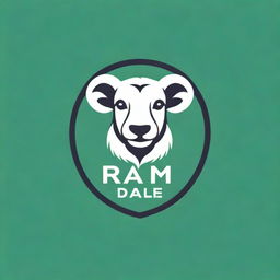 Design a logo featuring the text 'Ram Daz' on a forest green background. Include a catchy slogan: 'Keep Calm and Play'. Add an elegant face with a substantial, friendly moustache as a distinctive feature of the logo.