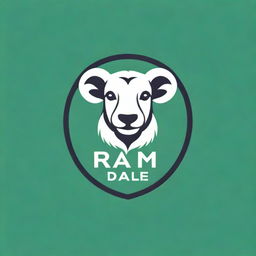 Design a logo featuring the text 'Ram Daz' on a forest green background. Include a catchy slogan: 'Keep Calm and Play'. Add an elegant face with a substantial, friendly moustache as a distinctive feature of the logo.