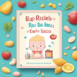 Design a book cover titled 'Baby Ricette e Tagli Sicuri' with the subtitle '2 LIBRI IN 1: La guida definitiva per uno svezzamento sicuro e nutriente: Tecniche di tagli sicuri e Ricette dai 6 ai 24 mesi di vita