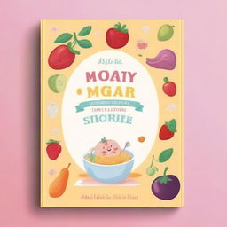 Design a book cover titled 'Baby Ricette e Tagli Sicuri' with the subtitle '2 LIBRI IN 1: La guida definitiva per uno svezzamento sicuro e nutriente: Tecniche di tagli sicuri e Ricette dai 6 ai 24 mesi di vita