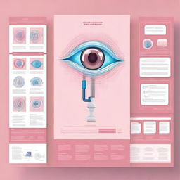 Generate an A4-sized image focusing on ophthalmology diagnosis with elements of artificial intelligence