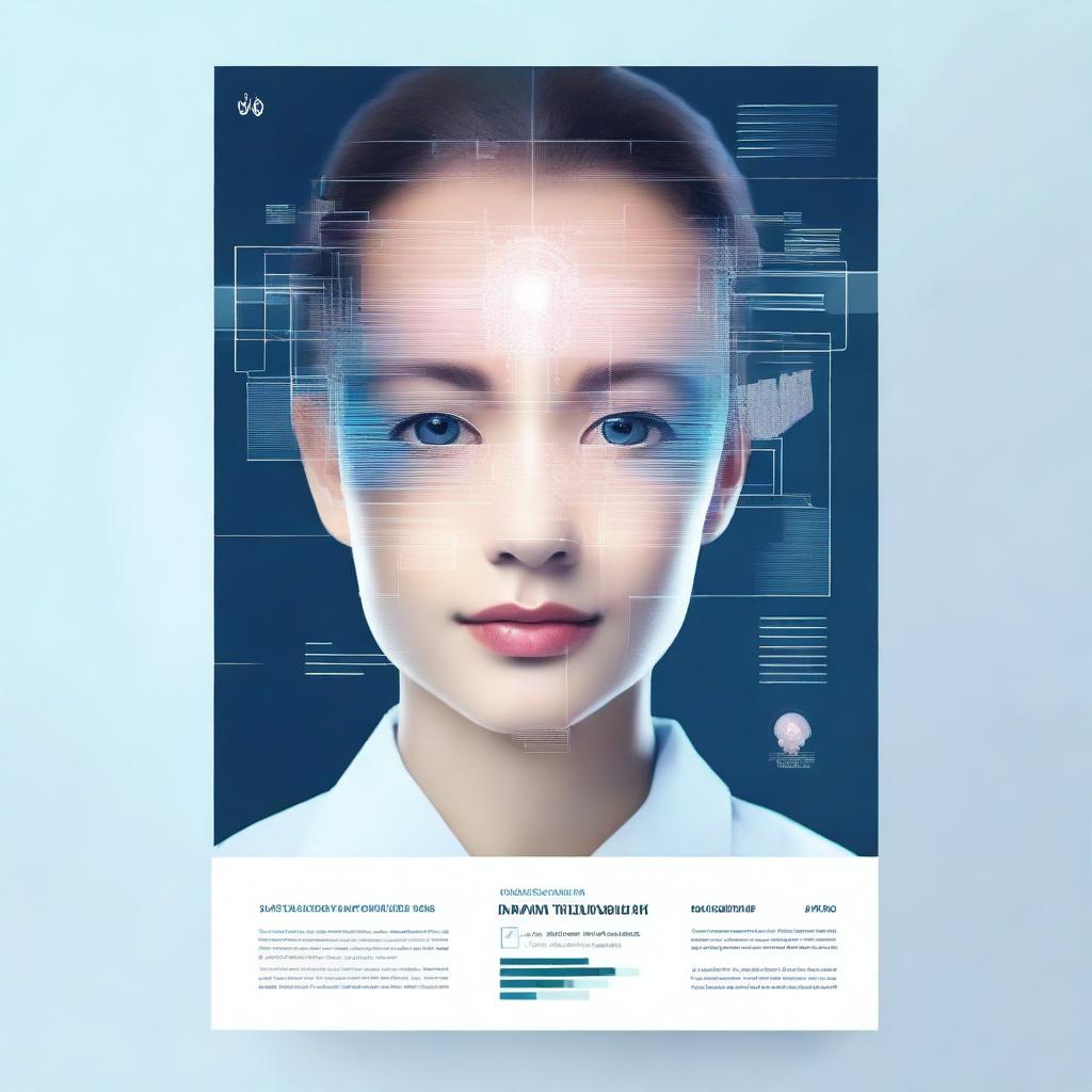 Generate an A4-sized image focusing on ophthalmology diagnosis with elements of artificial intelligence