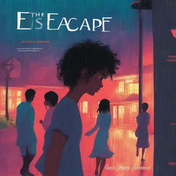 A book cover titled 'The Escape' featuring a nighttime suburban scene in the rain