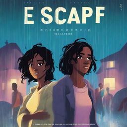 A book cover titled 'The Escape' featuring a nighttime suburban scene in the rain