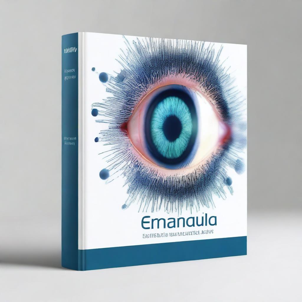 Create a book cover that highlights ophthalmic diagnostic equipment with a focus on fundus photography and artificial intelligence