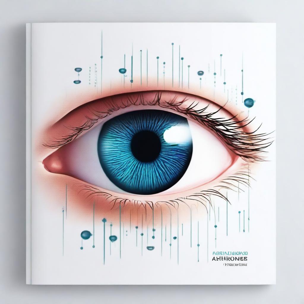 Create a book cover that highlights ophthalmic diagnostic equipment with a focus on fundus photography and artificial intelligence