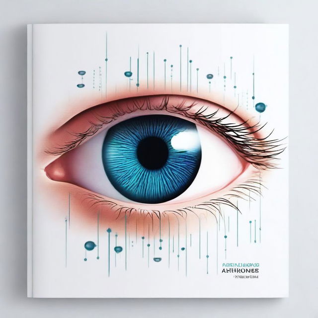 Create a book cover that highlights ophthalmic diagnostic equipment with a focus on fundus photography and artificial intelligence