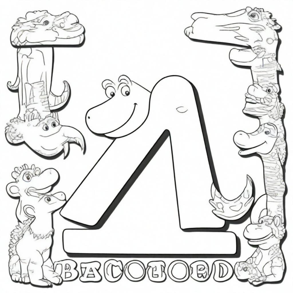 A coloring book page featuring the entire alphabet from A to Z with zoo animals