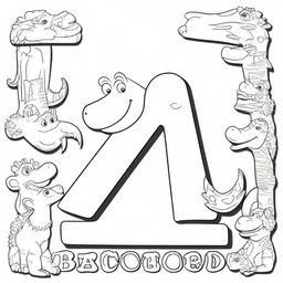 A coloring book page featuring the entire alphabet from A to Z with zoo animals