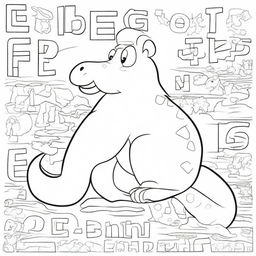 A coloring book page featuring the entire alphabet from A to Z with zoo animals