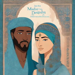 A book cover titled 'In The Midst Of Despair' featuring a princess with ocean blue eyes wearing a hijab and a tribal leader with darker skin and hazel eyes