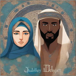 A book cover titled 'In The Midst Of Despair' featuring a princess with ocean blue eyes wearing a hijab and a tribal leader with darker skin and hazel eyes