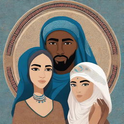 A book cover titled 'In The Midst Of Despair' featuring a princess with ocean blue eyes wearing a hijab and a tribal leader with darker skin and hazel eyes