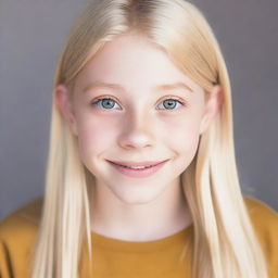 A headshot of a blonde teenager with a friendly expression