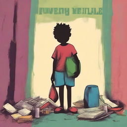 Create a book cover illustrating the theme of poverty, depicting the struggles of being poor as a child and continuing to be poor as an adult