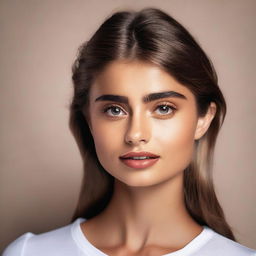 A high-resolution headshot of Taylor Hill, showcasing her natural beauty and elegant features