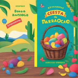 A colorful and whimsical book cover for a children's book titled 'A Cesta de Dona Maricota'