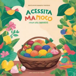 A colorful and whimsical book cover for a children's book titled 'A Cesta de Dona Maricota'