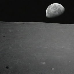 Spectacular view of the lunar surface with a starscape in the backdrop.