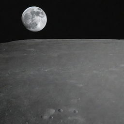 Spectacular view of the lunar surface with a starscape in the backdrop.