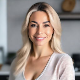 A high-resolution headshot of Lina Nicole with a kitchen background