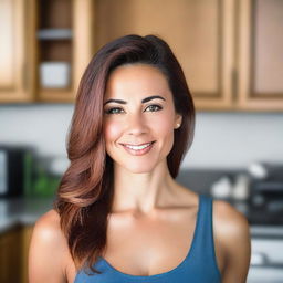 A high-resolution headshot of Lina Nicole with a kitchen background