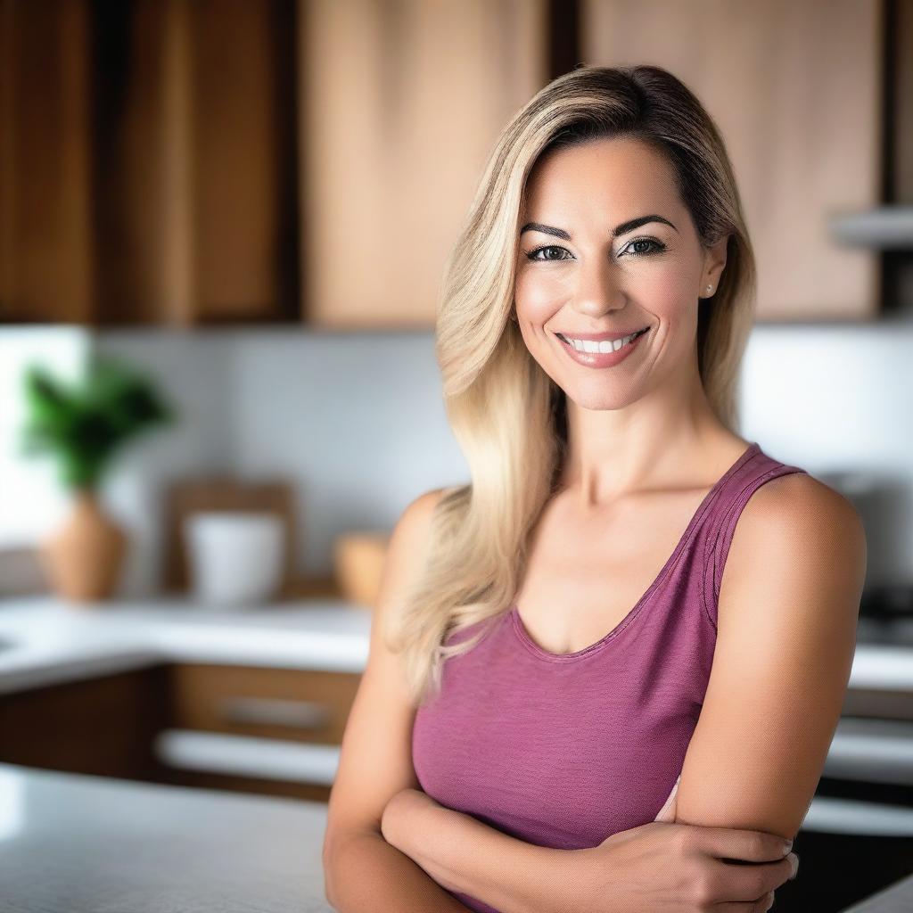 A high-resolution headshot of Lina Nicole with a kitchen background