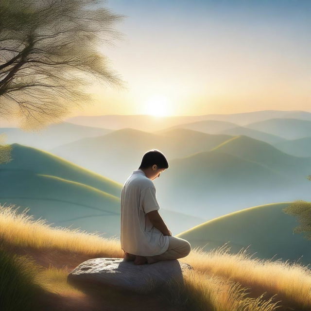 A serene and peaceful scene depicting the power of prayer