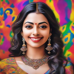 A detailed and beautiful portrait of a person named Kajal, showcasing her unique features and personality