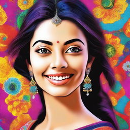 A detailed and beautiful portrait of a person named Kajal, showcasing her unique features and personality