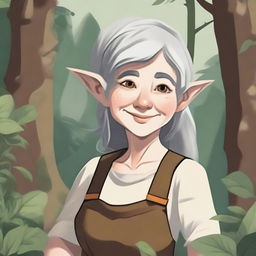 A detailed illustration of a female forest gnome farmer