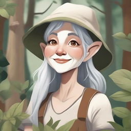 A detailed illustration of a female forest gnome farmer