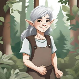 A detailed illustration of a female forest gnome farmer