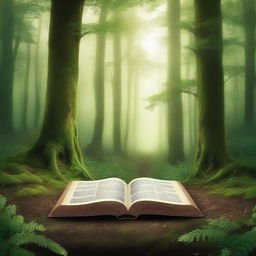 Create a captivating book cover featuring a mysterious forest with a hidden path