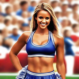 A detailed and realistic depiction of Jessica Alba dressed as a cheerleader