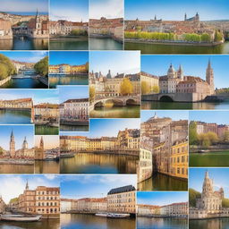 A picturesque collage featuring the 17 most beautiful cities in Europe