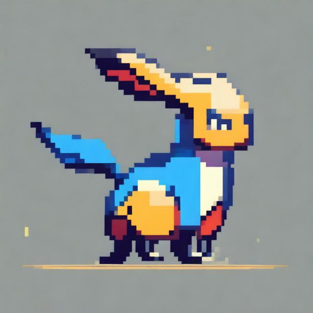 Create a pixel art depiction of a new Pokémon character