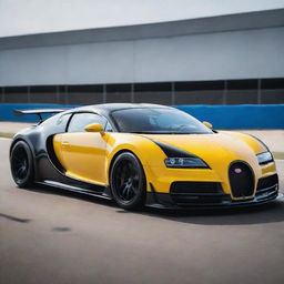 Bugatti cars transformed into high-performance drift cars, complete with aerodynamic additions, custom vibrant paint jobs, and modifications for thrilling drift racing.