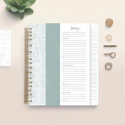 A beautifully designed planner with an elegant cover, featuring intricate patterns and a stylish font