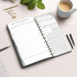 A beautifully designed productive planner with an elegant cover, featuring intricate patterns and a stylish font