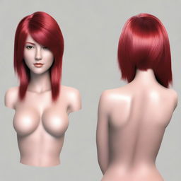 Create an image of a girl with red highlights in her wolfcut hairstyle