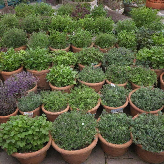 A marketplace brimming with various fresh, brightly colored herbs ready for trading. Each herb is labeled with its ID, displaying its unique characteristics for identification. Incidental lighting adds depth to the arrangement, highlighting the richness of the herbs.