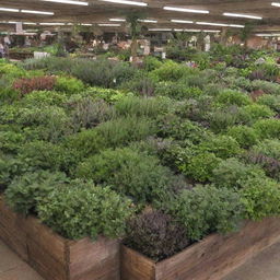 A marketplace brimming with various fresh, brightly colored herbs ready for trading. Each herb is labeled with its ID, displaying its unique characteristics for identification. Incidental lighting adds depth to the arrangement, highlighting the richness of the herbs.