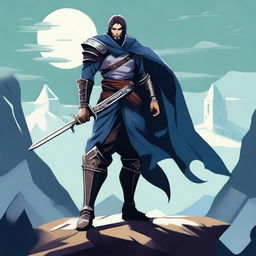 Create an image featuring a character holding two swords